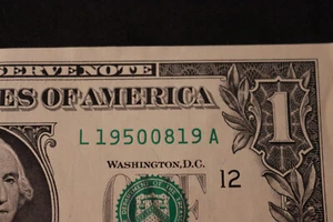 ONE DOLLAR FANCY BIRTHDAY/ANNIVERSARY NOTE [AUG 19, 1950]  SN # L 19500819 A - Picture 1 of 3