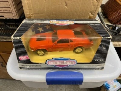 1970 Boss Mustang Orange Car 1/18 American Muscle NIB in Collectors Box - Image 1 of 4