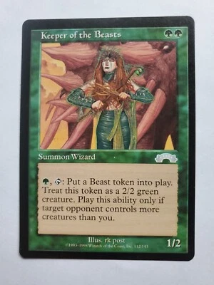 MTG Magic The Gathering Card Keeper of the Beasts Summon Wizard Green Exodus  - Image 1 of 2