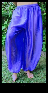 Pantalones Harén Danza del Vientre Chifón Púrpura con Brillo Azul - Imagen 1 de 1