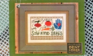Cross stitch KIT Garden Seeds Gloves Kindness Love Joy W/ Thread Linen Charms - Picture 1 of 3