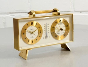 Swiza 8 días reloj de latón reloj de mesa estación meteorológica 7 Jewels Vintage años 60 J. - Imagen 1 de 9