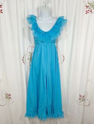 Vtg 60s Wide Leg Nylon Chiffon Lingerie Jumpsuit Romper Palazzo Hostess sz XS/S - Image 1 of 4