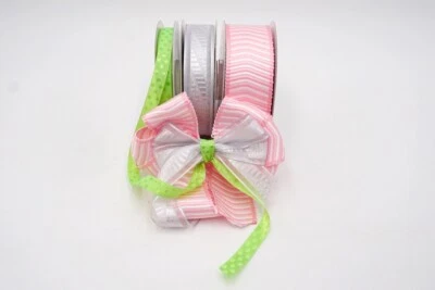 Valentines Day Sale! 3/8"+1 1/2"+7/8" x25YD Non-Wired Easter Garden Ribbon Set - Image 1 of 4