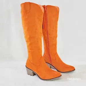 Botas vaqueras Wild Ones Country Western vaqueras cremallera naranja FX gamuza - Imagen 1 de 10