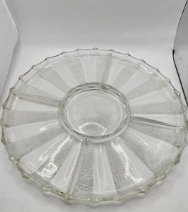 Vintage Clear Relish Dish JEANNETTE Dewdrop Dish Lazy Susan 13" MCM Kitchen Home - Picture 1 of 5