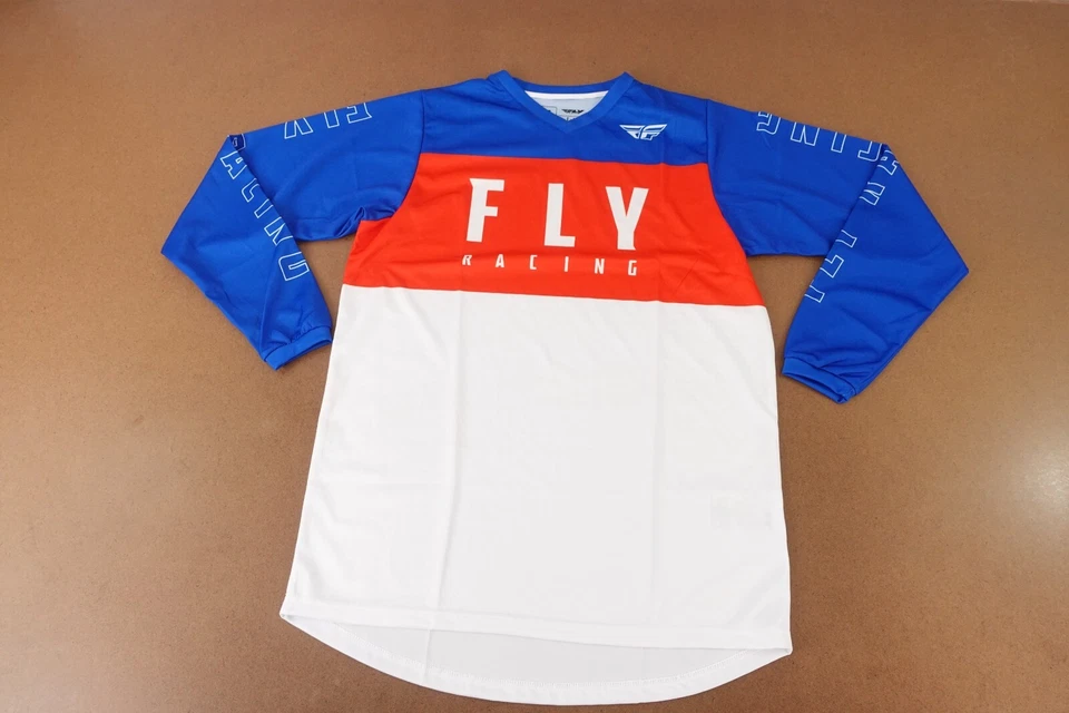 FLY Racing Men's Size Medium Red White Blue Long Sleeve F-16 Jersey - Image 1 of 4