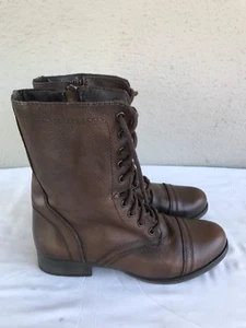 Usado en excelente estado! Steve Madden 'Troopa' EE. UU. 8 Cuero Marrón Con Cordones Motociclista Botín B - Imagen 1 de 9