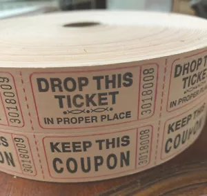 Raffle Tickets Roll of 2000 Double Stub Keep This Coupon Carnival Ticket WHITE - Picture 1 of 4