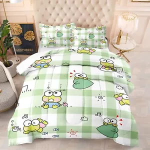 Cute Cartoon Little Frog Pattern Bedding Comforter Set for Kids Full Size Bed... - Picture 1 of 5