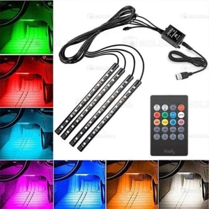 4x RGB LED Innenraumbeleuchtung Auto KFZ Ambiente Fußraumbeleuchtung mit Control - Bild 1 von 2