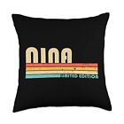 NINA Name Personalized Retro Vintage 80s 90s Birthday Throw Pillow, 18x18, Mu...