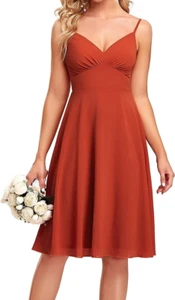 Ever-Pretty Women Sleeveless V Neck Empire Waist A Line Chiffon Knee Length UK 8 - Picture 1 of 6