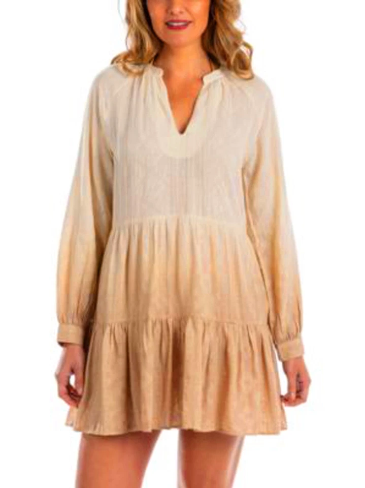 Dotti Women's Ombre Cotton Swim Cover-Up Dress Med Beige M