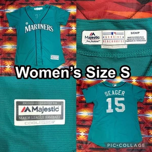 MLB Seattle Mariners Majestic Cool Base Women’s Small Jersey #15 Kyle Seager - Picture 1 of 12
