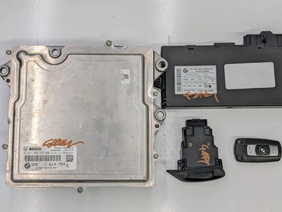 2011-2013 BMW X5 X6 35i N55 IGNITION SWITCH KEY CAS DME ECM ECU OEM 7614754 KIT - Image 1 of 4