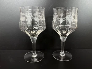2 Vintage Morgantown Glass Co Richmond Pattern Wine Glasses 6 5/8" - Picture 1 of 1