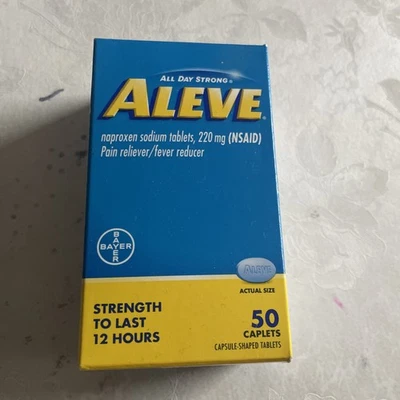 Comprimidos analgésicos Aleve 220 mg 50 unidades alivio de larga duración caducidad 27/05 Foto 1 de 3