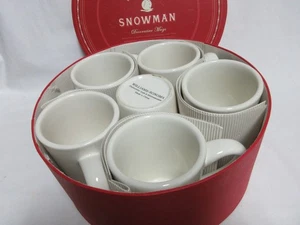 VTG Williams-Sonoma Set Of 6 Snowman Christmas Mugs 2003 Boxed Holiday Winter - Picture 1 of 13