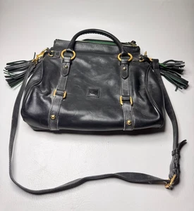 Dooney Bourke schwarz Florentine Vacchetta Leder Handtasche Umhängetasche Handtasche Schnalle - Bild 1 von 6