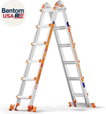 a Frame 6 Step Ladder, 22FT Extension Ladder with Stabilizer Bar & Wheels,330 Lb - Image 1 of 4