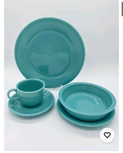 Fiesta Ware 5-teiliges Gedeck türkis blau grün - Bild 1 von 7