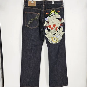 Vintage Ed Hardy Jeans Herren 40 x 34 Hose Love Kills Slowly Skull Herzen dunkel - Bild 1 von 17