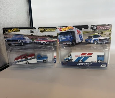 Hot Wheels Team Transport LOT OF 2! Datsun 510, Fleet Flyer,Chevelle & Chevy Tru - Image 1 of 4
