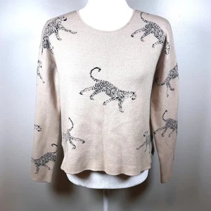 Leopard Print Sweater Crewneck Pullover Animal Print Viscose Size Small Classic - Picture 1 of 8