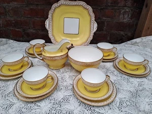 Vintage Aynsley Yellow ground with gilt tea set#1 - Picture 1 of 15