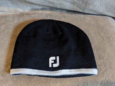 Footjoy FJ Sólido Negro Blanco Ribete Golf Tejido Invierno Esquí Golf Gorro Sombrero Foto 1 de 2
