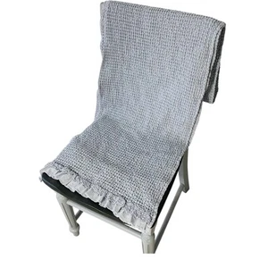 INUP HOME Made in Portugal 100% Cotton Waffle Knit Gray Bed Runner 96x18" - Picture 1 of 6