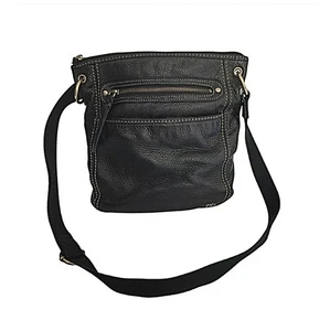 The Sak Bag Black Soft Pebble Leather Adjustable Crossbody Shoulder Purse - Picture 1 of 13