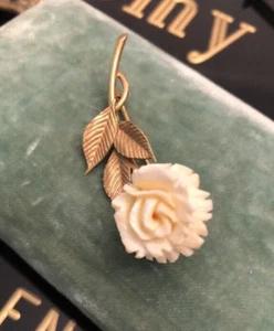 Broche prendedor rosa sustancia natural vintage decorativo GF flor firmado HSB Harry S Bick - Imagen 1 de 5