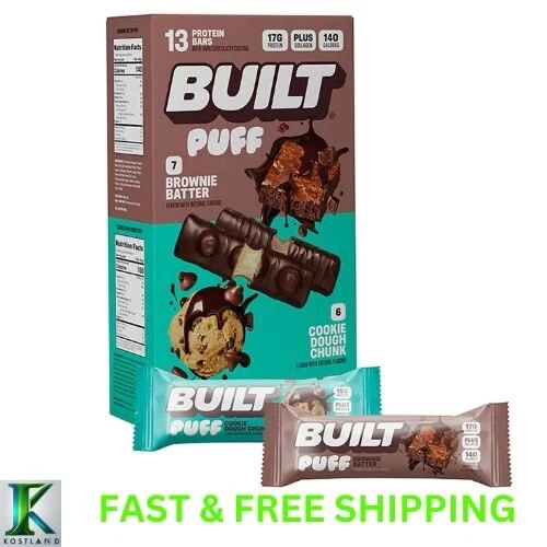 Built Bar Puff & Chunk 蛋白棒,品种包,13 克拉 — 第 1/4 张图片