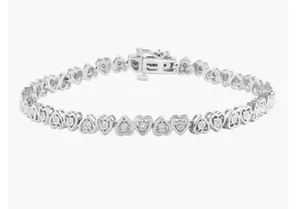 ¡NUEVO! PULSERA TENIS CORAZÓN PLATA ESTERLINA Y DIAMANTES EFFY/ Minorista $810 - Imagen 1 de 3