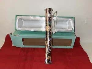 NIB 9” SILVER PLATED BABY BIRTH CERTIFICATE KEEPSAKE HOLDER COLORIZED TUBE GIFT - Picture 1 of 10