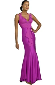 Charmeuse Mary L Couture Halter con spilla abito orchidea taglia 8 nuovo senza etichette - Foto 1 di 2