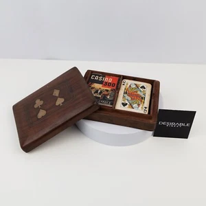 Vintage Holz Spielkarten Box Doppelpack + gemischte Karten Casino 300 Decks - Bild 1 von 11