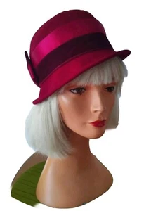 Societe Lachaize France Red Wool Hat With Ribbon Band.Size 22 - Picture 1 of 6