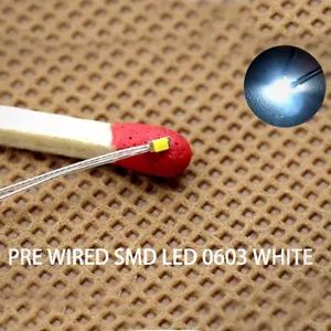 T0603W 20 piezas pre-soldado SMD LED 0603 micro litz cable luces blancas brillantes - Imagen 1 de 6