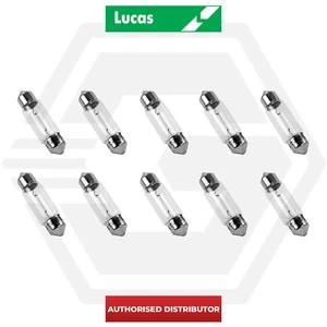 10 X LUCAS LLB239 12V 5W FESTOON BULBS NUMBER PLATE LIGHT BULB 11MM X 38MM SV8.5 - Picture 1 of 3