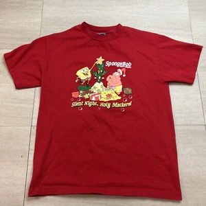 VTG Y2K SZ M SpongeBob SquarePants T-Shirt Silent Night Holy Mackerel Xmas 2002 - Picture 1 of 6