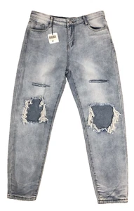 NWT Soki Destroyed Denim Jeans Womens Size M Ripped Distressed - Picture 1 of 8