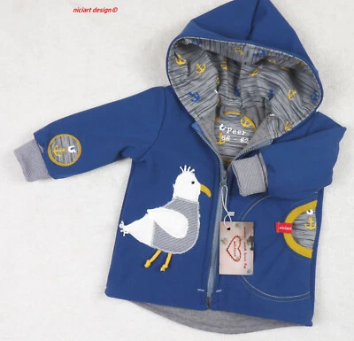 niciart design ♥ SOFTSHELL JACKE ♥SOFTSHELJACKE♥WETTERJACKE♥ jeansblau MÖWE - Bild 1 von 4