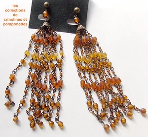 BOUCLES D'OREILLES FANTAISIE  FABRICATION ARTISANALE PERLES DE VERRE  * - Bild 1 von 2