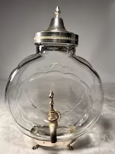 60er Jahre Absinth Glas Brunnen mit silbernen Metall Geräten auf Löwentatzen Ständer - Bild 1 von 20