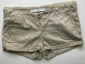 Pre Owned Abercrombie & Fitch Tan Khaki Cuffed Shorts Junior Misses 00 W 24 - Picture 1 of 2