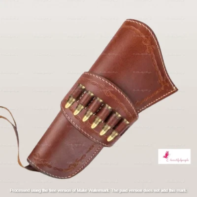 Drop Loop Caliber 22/38/44/45/357 Gun Revolver Leather Holster Cowboy Western - Image 1 of 4