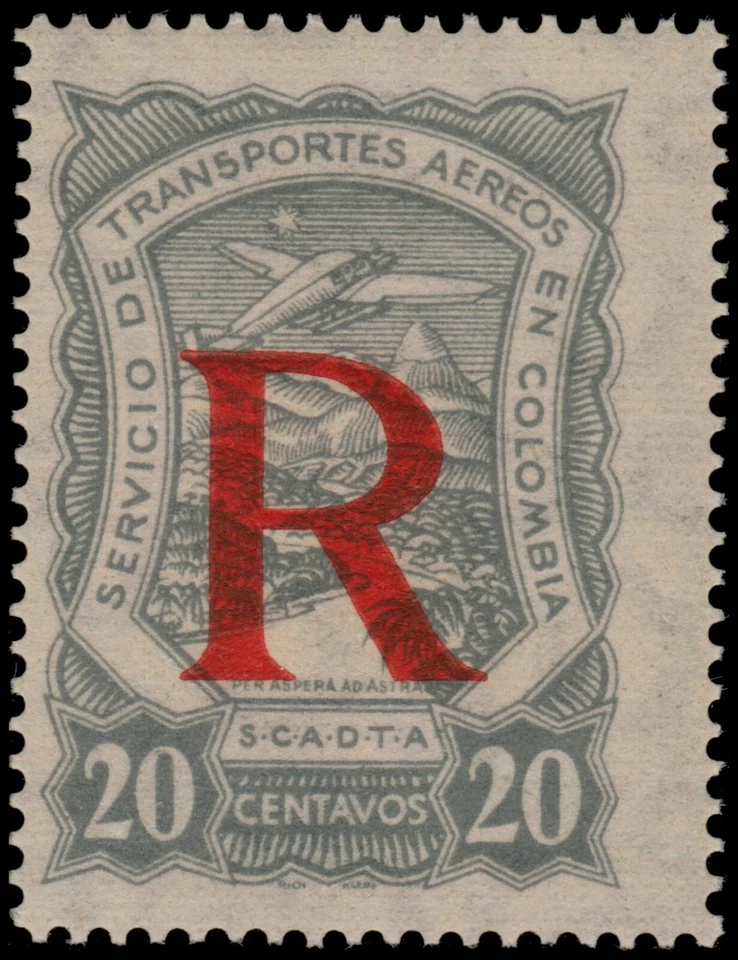 ✔️ COLÔMBIA SCADTA 1923 - AVIÃO REGISTRADO - SC. CF1 ** MNH [1SCDT50] - Imagem 1 de 1